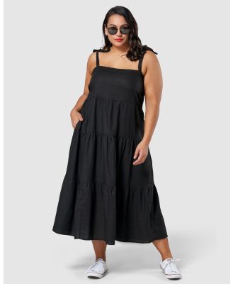Sunday In The City - Movin On Up Linen Dress - Dresses (Black) Movin On Up Linen Dress