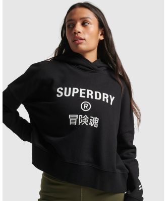 Superdry - Core Sport Crop Box Hoodie - Sweats & Hoodies (Black) Core Sport Crop Box Hoodie