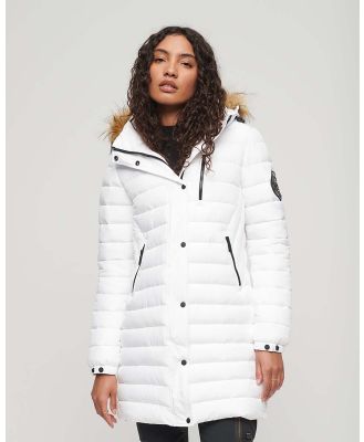 Superdry - Fuji Hooded Mid Length Puffer Coat - Coats & Jackets (White) Fuji Hooded Mid Length Puffer Coat