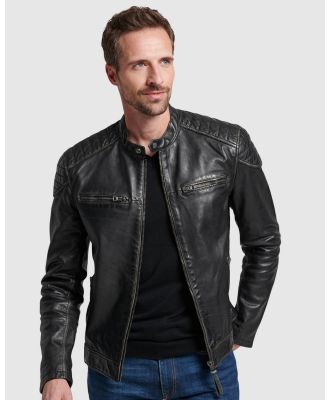 Superdry - Heritage Leather Moto Racer Jacket - Coats & Jackets (Black) Heritage Leather Moto Racer Jacket