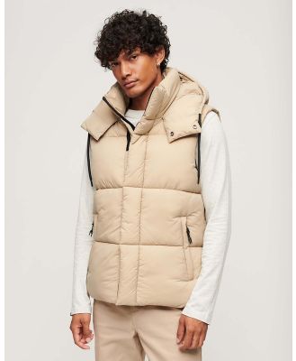 Superdry - Hooded Ripstop Puffer Gilet - Coats & Jackets (Winter Twig Beige) Hooded Ripstop Puffer Gilet