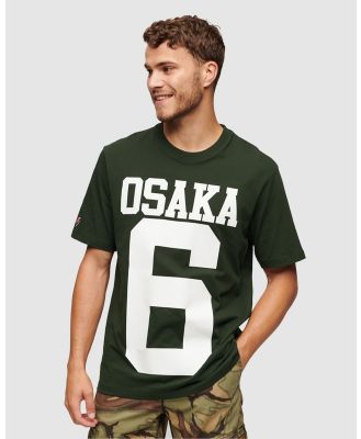 Superdry - Osaka Logo Loose T Shirt - T-Shirts & Singlets (Academy Dark Green) Osaka Logo Loose T-Shirt