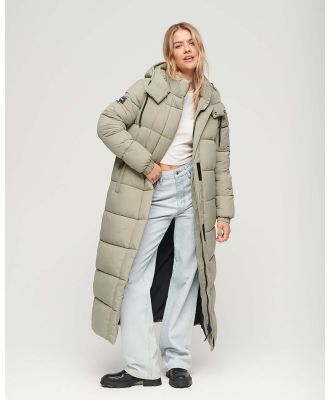 Superdry - Ripstop Longline Puffer Coat - Coats & Jackets (Football Grid Light Khaki) Ripstop Longline Puffer Coat