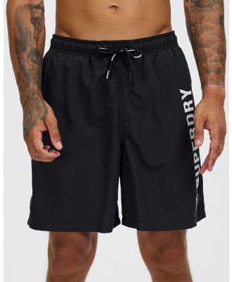 Superdry Sport - Code Applique 19in Swim Shorts - Swimwear (Black) Code Applique 19in Swim Shorts
