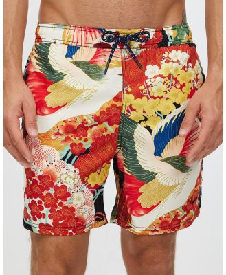 Superdry - Vintage Hawaiian Swimshorts - Swimwear (Momotose Red Mix Print) Vintage Hawaiian Swimshorts