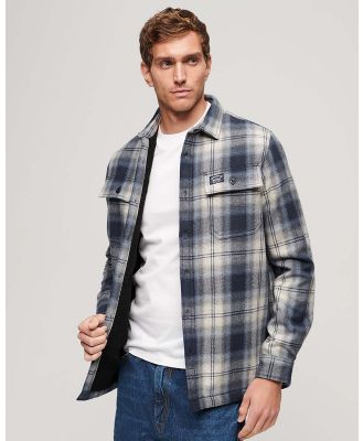 Superdry - Wool Miller Overshirt - Shirts & Polos (Roderick Check Dark Blue) Wool Miller Overshirt