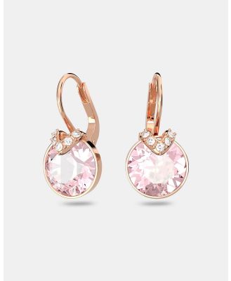Swarovski - Bella V drop earrings, Round cut, Pink, Rose gold tone plated - Jewellery (Light Rose & Rose Gold) Bella V drop earrings, Round cut, Pink, Rose gold-tone plated