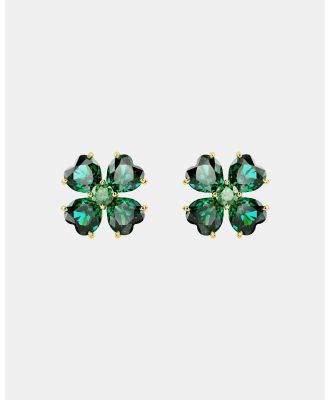 Swarovski - Idyllia stud earrings, Clover, Green, Gold tone plated - Jewellery (Green & Gold-Tone Plated) Idyllia stud earrings, Clover, Green, Gold-tone plated