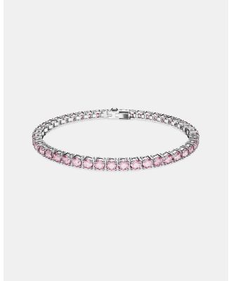 Swarovski - Matrix Tennis bracelet, Round cut, Small, Pink, Rhodium plated - Jewellery (Pink & Rhodium Plated) Matrix Tennis bracelet, Round cut, Small, Pink, Rhodium plated