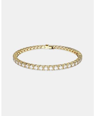 Swarovski - Matrix Tennis bracelet, Round cut, Small, White, Gold tone plated - Jewellery (White & Gold-Tone Plated) Matrix Tennis bracelet, Round cut, Small, White, Gold-tone plated