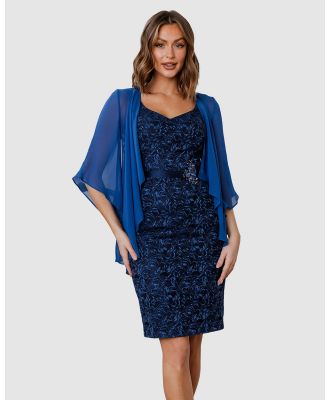 Tania Olsen Designs - Leilani Shawl Cocktail Dress - Dresses (Blue) Leilani Shawl Cocktail Dress