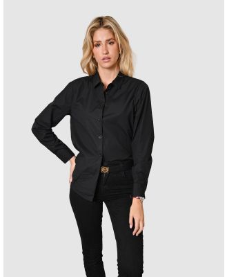 The Fable - Black Cotton Poplin Shirt - Tops (Black) Black Cotton Poplin Shirt
