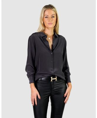 The Fable - Stormy Night Silk Shirt - Tops (Grey) Stormy Night Silk Shirt