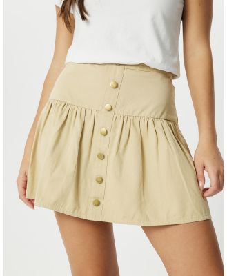 The Fated - Jean Mini Skirt - Pleated skirts (Soft Beige) Jean Mini Skirt