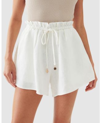 The Fated - Shell Linen Shorts - Shorts (White) Shell Linen Shorts