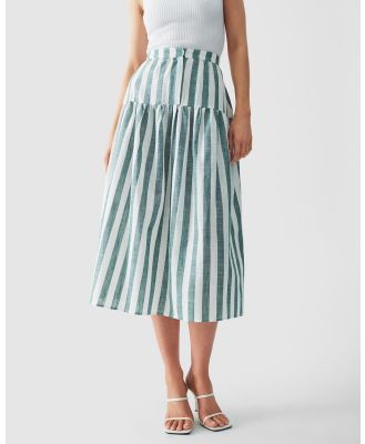 The Fated - Veera Midi Skirt - Skirts (Emerald Stripe) Veera Midi Skirt