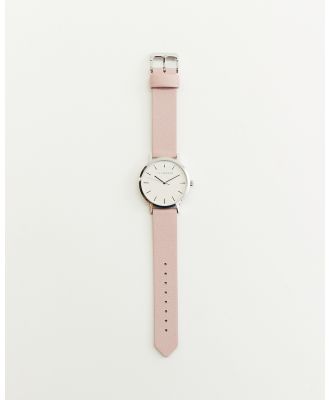 The Horse - The Mini Original - Watches (Polished Silver Case / White Dial / Dirty Pink Leather Strap) The Mini Original