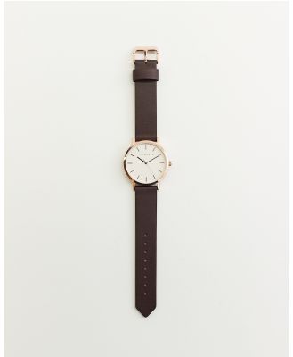 The Horse - The Mini Original - Watches (Rose Gold Case / White Dial/ Deep Plum Leather Strap) The Mini Original