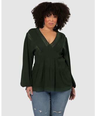 The Poetic Gypsy - Astral Passenger Lace Blouse - Tops (Green) Astral Passenger Lace Blouse