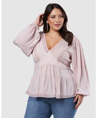 The Poetic Gypsy - Astral Passenger Lace Blouse - Tops (Pink) Astral Passenger Lace Blouse