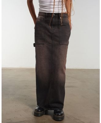 The Ragged Priest - Carpenter Denim Maxi Skirt - Denim skirts (Brown Dirty Charcoal Wash) Carpenter Denim Maxi Skirt