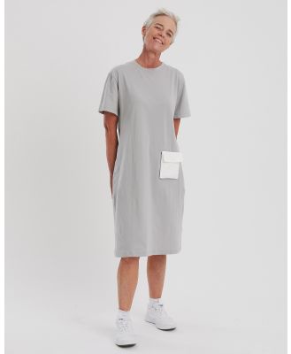 The Shapes United - Women's Side Fastening T Shirt Dress   Light Grey - Dresses (Grey) Women's Side Fastening T-Shirt Dress - Light Grey