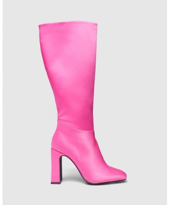 Therapy - Muse Boots - Knee-High Boots (Pink Satin) Muse Boots