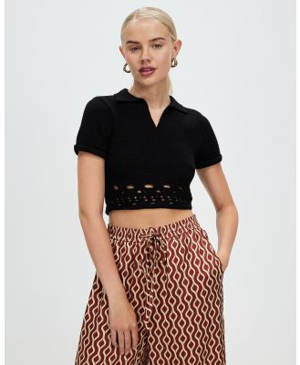 Third Form - Break Away Knit Polo Top - Cropped tops (Black) Break Away Knit Polo Top