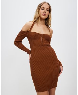 Third Form - Hooked In Knit Halter Mini - Bodycon Dresses (Cinnamon) Hooked In Knit Halter Mini