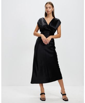 Third Form - Satin Cross Over Gather Dress - Bridesmaid Dresses (Black) Satin Cross Over Gather Dress