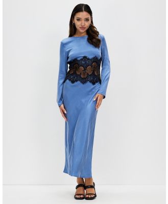 Third Form - Visions Lace Trim LS Maxi Dress - Dresses (Sapphire) Visions Lace Trim LS Maxi Dress
