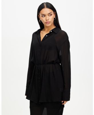 Third Form - Wisteria Sheer Shirt Dress - Dresses (Black) Wisteria Sheer Shirt Dress