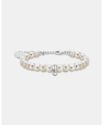 THOMAS SABO - Charm Member Bracelet with White Oval Shaped Pearls - Jewellery (Silver) Charm Member Bracelet with White Oval-Shaped Pearls