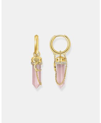 THOMAS SABO - Crystal Hoop Earrings with Rose Quartz Gold - Jewellery (Gold) Crystal Hoop Earrings with Rose Quartz Gold