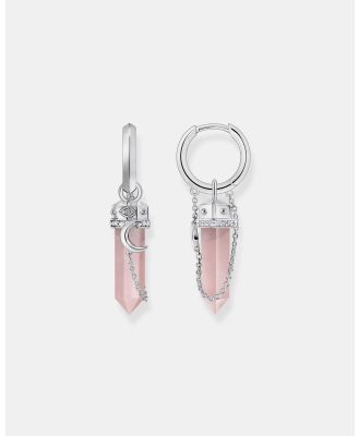 THOMAS SABO - Crystal Hoop Earrings with Rose Quartz Silver - Jewellery (Silver) Crystal Hoop Earrings with Rose Quartz Silver