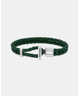 THOMAS SABO - Double Bracelet with Braided, Green Leather - Jewellery (Silver) Double Bracelet with Braided, Green Leather