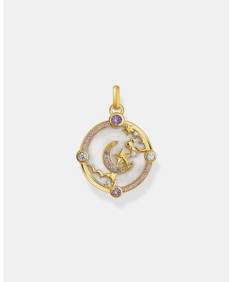 THOMAS SABO - Gold Crescent Moon Pendant with Colourful Stones - Jewellery (Gold) Gold Crescent Moon Pendant with Colourful Stones