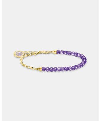 THOMAS SABO - Gold Member Charm Bracelet with Violet Beads - Jewellery (Gold) Gold Member Charm Bracelet with Violet Beads
