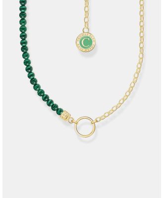 THOMAS SABO - Gold Member Charm Necklace with Green Beads - Jewellery (Gold) Gold Member Charm Necklace with Green Beads