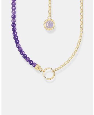 THOMAS SABO - Gold Member Charm Necklace with Violet Beads - Jewellery (Gold) Gold Member Charm Necklace with Violet Beads