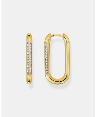 THOMAS SABO - Golden Hoop Earrings with White Zirconia - Jewellery (Gold) Golden Hoop Earrings with White Zirconia