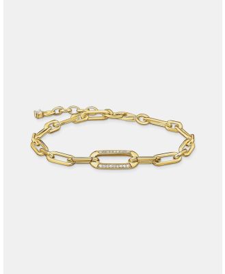 THOMAS SABO - Golden Link Bracelet with Anchor Element and Zirconia - Jewellery (Gold) Golden Link Bracelet with Anchor Element and Zirconia