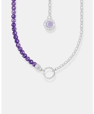 THOMAS SABO - Silver Member Charm Necklace with Violet Imitation Amethyst Beads - Jewellery (Silver) Silver Member Charm Necklace with Violet Imitation Amethyst Beads