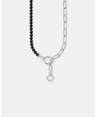 THOMAS SABO - Silver Necklace with Onyx Beads, White Zirconia and Ring Clasps - Jewellery (Silver) Silver Necklace with Onyx Beads, White Zirconia and Ring Clasps
