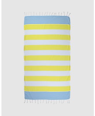 Tolu Australia - Thin Turkish Towel - Home (Yellow and Blue) Thin Turkish Towel