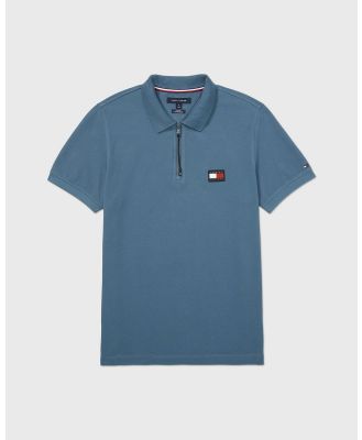Tommy Hilfiger Adaptive - Adaptive Mens Slim Fit Pop Collar Polo - Shirts & Polos (Normandy Blue) Adaptive Mens Slim Fit Pop Collar Polo