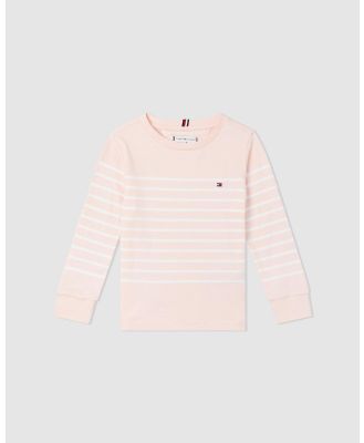 Tommy Hilfiger - AK Stripe LS Tee   Kids - T-Shirts & Singlets (Whimsy Pink Base & White Stripe) AK Stripe LS Tee - Kids