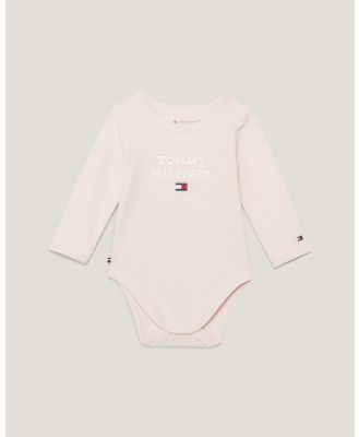 Tommy Hilfiger - Baby Tommy Hilfiger Long Sleeve Logo Bodysuit   Babies - Bodysuits (Whimsy Pink) Baby Tommy Hilfiger Long Sleeve Logo Bodysuit - Babies