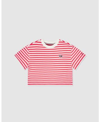 Tommy Hilfiger - Breton Stripe SS Crew   Kids - T-Shirts & Singlets (Laser Pink Stripe) Breton Stripe SS Crew - Kids