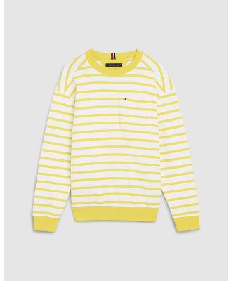 Tommy Hilfiger - Breton Stripe Sweatshirt   Kids - Jumpers & Cardigans (Star Fruit Yellow) Breton Stripe Sweatshirt - Kids